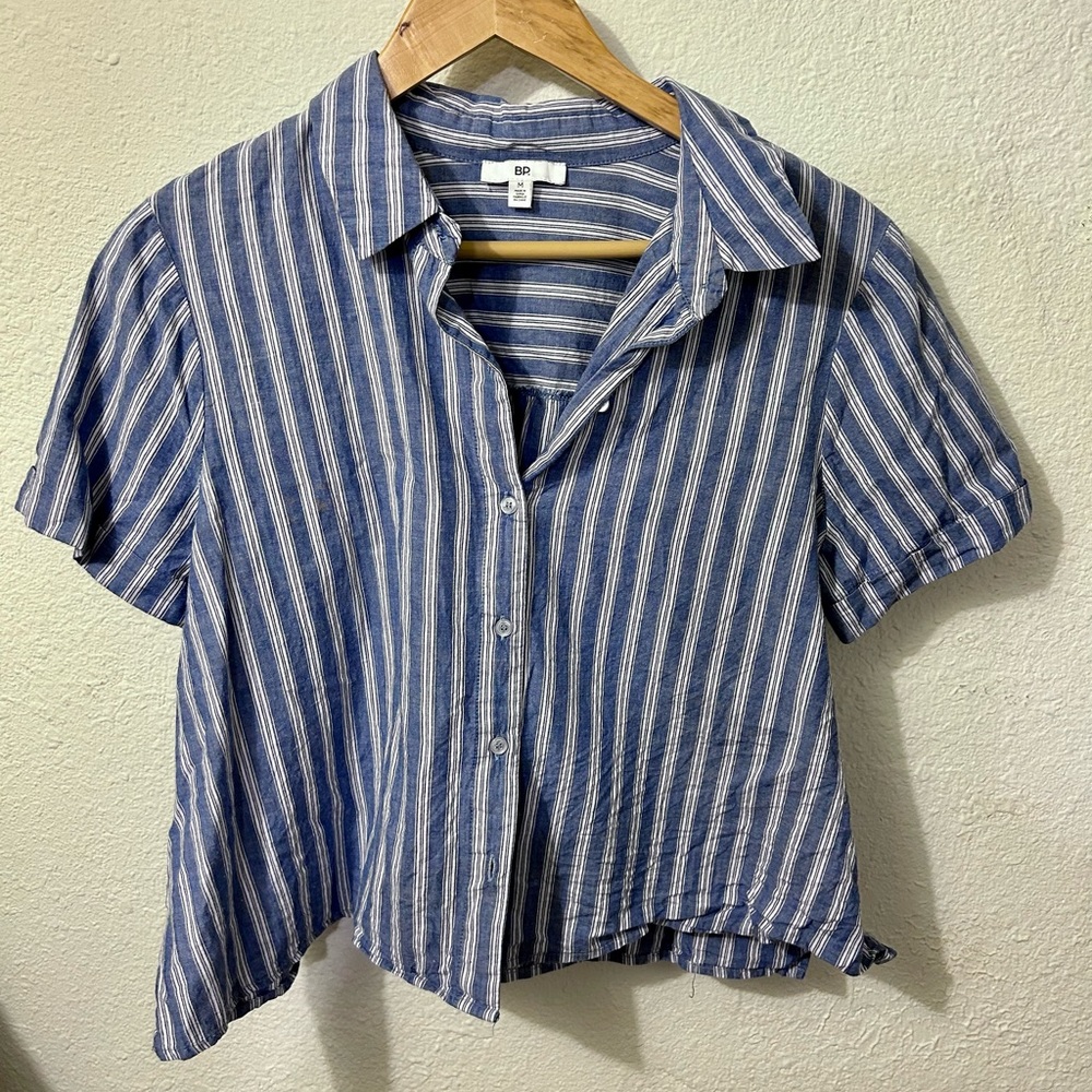 BP striped loose short sleeve button up
